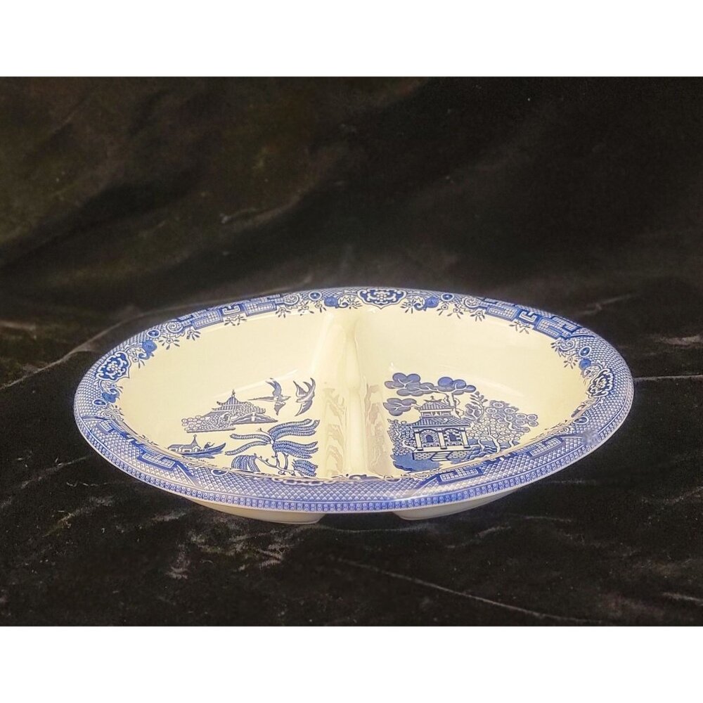 Vintage Blue Willow Divided Dish